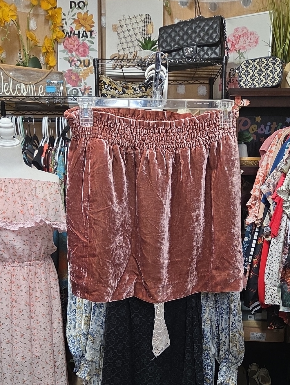 J. Crew Rose-Brown Velvet Elastic-Waist Mini Skirt